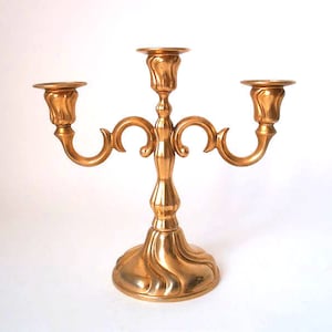 Vintage brass chandelier, mid century brass candle holder, boho brass candle stick holder 3 flame, hollywood regency Quist candle holders