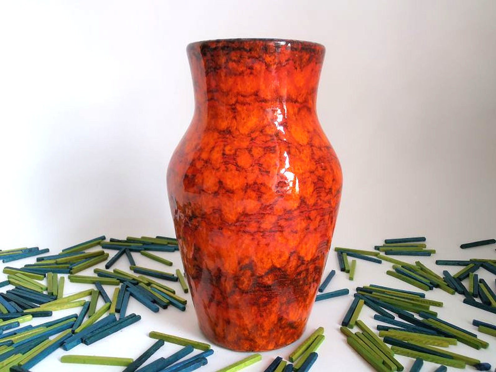 Vintage Fat Lava vase orange wgp vase Scheurich mid century Etsy