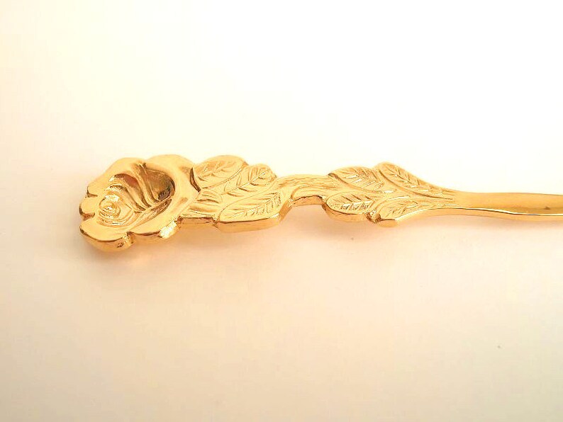 Gold sugar and cream spoons, rose flatware, gold wedding flatware, rose decor spoons, small spoons, gold flatware, hildesheimer rose image 9