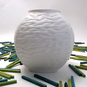 Mid century white bisque porcelain vase Jaeger, vintage bisque matte vase, vintage white mcm biscuit porcelain vase, German Pottery WGP 70s