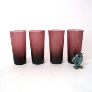 Set of 4 60s long drink glasses , vintage colored glasses, colored water glasses, West Germany mid century bar cart glass, gin tonic glass