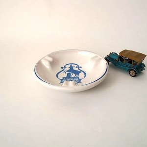 Advertising ashtray Allgäuer Brauhaus Kempten, mid century ashtray Ulmer Keramik, advertising plates,  promotional ashtray