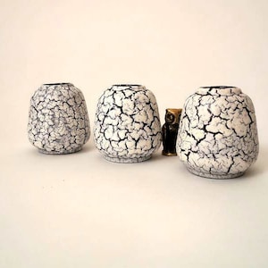 Mid century Jasba Cortina vase set of three 50s vase, black white reduction glaze vase shrink glaze, west German pottery ceramic vase