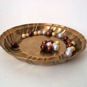 Solid brass tray, brass bowl, brass, mcm brass cookie bowl, vintage hollywood regency, solid brass cards dish
