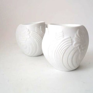 Set of 2 mid century bisque porcelain candle stick holders Kaiser West Germany, MCM 60s festive table decor, biscuit candle holder