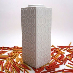 Vintage white bisque vase block form Seltmann Weiden, unglazed porcelain vase, mid century modern bisquit vase, 0p art made in Germany WGP