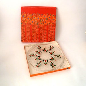 Vintage glass serving platter for cake, glass serving tray Walther Glas West Germany, mid century glass cake plate heavy crystal glass