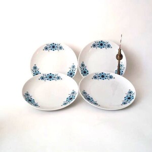 Mid century vintage plate 60s design flower, set of four retro tea plates, Winterling German porcelain, atomic dish, mid century cake plates