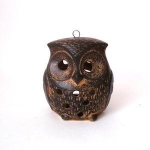 Vintage ceramic owl candle holder,  mid century owl lantern, West German Pottery, WGP,  owl home decor, owl gift, outdoor candle holder
