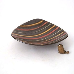 60s ceramic business card dish, 60s jewelry dish, mid century trinket tray, made in Germany