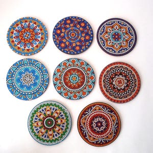 Vintage handmade coaster set of 8, 1990 German vintage barware, vintage party, retro bar cart, vintage pearl coasters