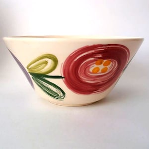 Vintage ceramic bowl, Zell ceramic West German Pottery Piroschka 60s ceramic bowl flower ornaments, mid century salad bowl, wgp ceramic bowl