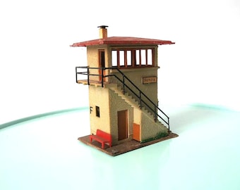Vintage model train house, architects miniature house, mcm model railway house, miniature railway house, railroad train kit building