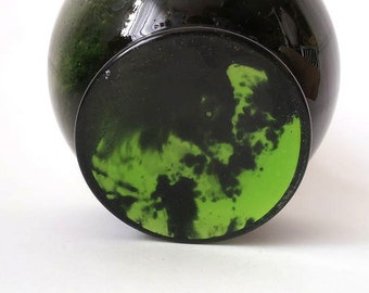 Vintage glass vase, green italian opaline glass vases, Opaline Florence vase, VB Vetreria Borgonovo, Italy 1960s, mid century glass vase