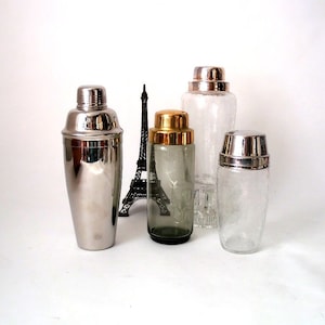 Vintage cocktail mixer, Martini shaker, mid century cocktail shaker craquele glass, retro bar tool, gift for him and her, ArtDeco Bar Cart