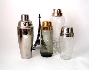 Vintage cocktail mixer, Martini shaker, mid century cocktail shaker craquele glass, retro bar tool, gift for him and her, ArtDeco Bar Cart