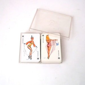 Vintage pin up playing cards 2x56 cards + 4 Joker, vintage Pin Up Poker and Bridge cards mid century