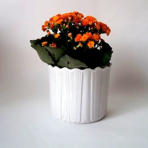 Vintage ceramic planter,  WGP creamic plant pot,  white -beige mid century planter, 80s planter, wgp, West German pottery plant pot