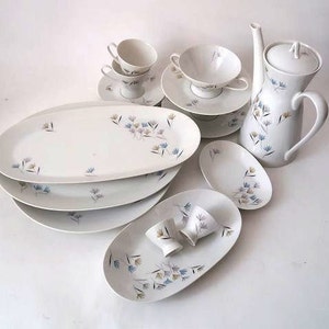 Mid century Rosenthal dish, vintage Rosenthal 60s design Form 2000 porcelain plates, Rosenthal soup cup, egg cups, Rosenthal coffee cups