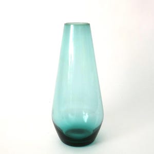 Vintage green colored glass vase Wagenfeld Wmf, mid century glass vase, green tourmaline turmalin glas vase, 60s glass  collectible vase
