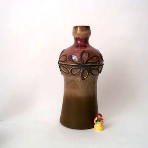 Vintage ceramic vase, Strehla GDR East Germany fat lava vase 1960s, collectible pottery ceramic vase, mid century blockvase, mcm vase