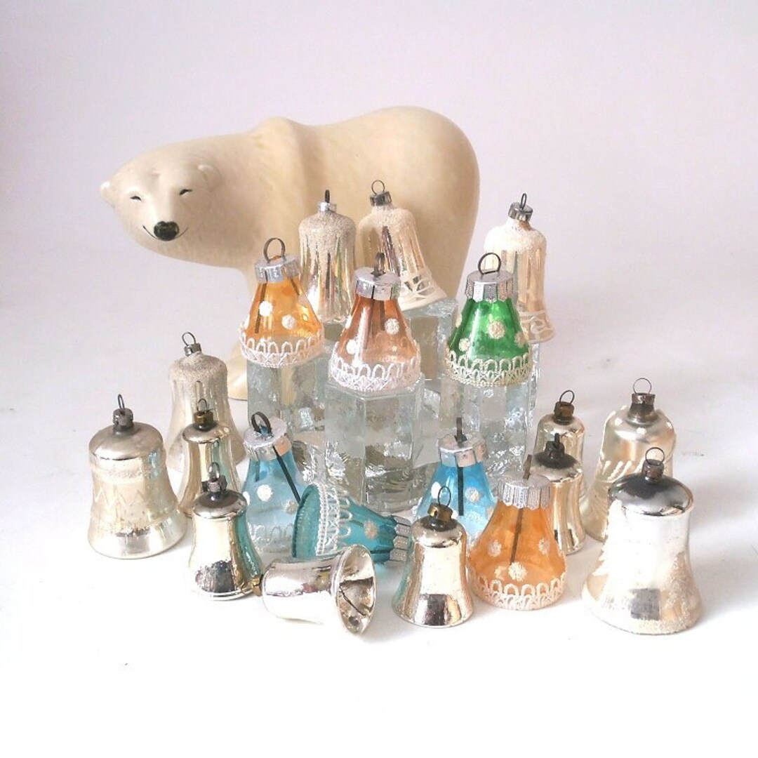 Vintage German Christmas Ornaments Bell Shape, Different Sets of