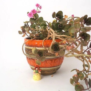 Fat lava ceramic planter, graphic indoor plant pot, flower pot boho pottery, mid century mod home decor planter, indoor gardening mcm