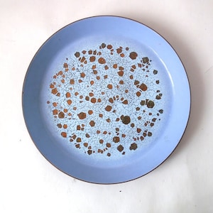 Vintage enamel plate, enamel bowl , business card dish, jewelry dish, GDR enamel, mid century enamel trinket tray, mid century tray