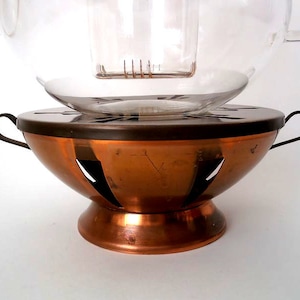 Tea pot warmer copper, mid century vintage trivet, West Germany table decoration, 50s 60s tea time, plate warmer, portable heater Stoevchen