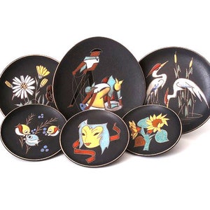 Vintage mid century wall plate, vintage Ruscha wall plates, ceramic wall plate, mid century Ruscha handpainted german pottery