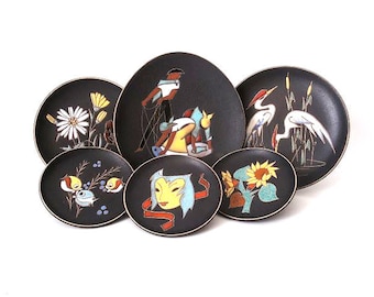 Vintage mid century wall plate, vintage Ruscha wall plates, ceramic wall plate, mid century Ruscha handpainted german pottery