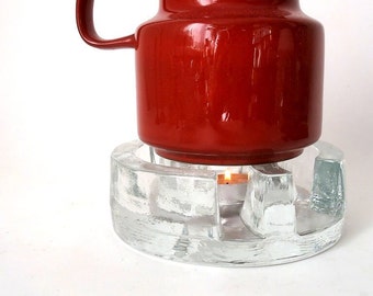 Glass teapot warmer, plate warmer, glass plate warmer, tea warmer, food warmer, coffee pot warmer, vintage glass warmer, candle holder