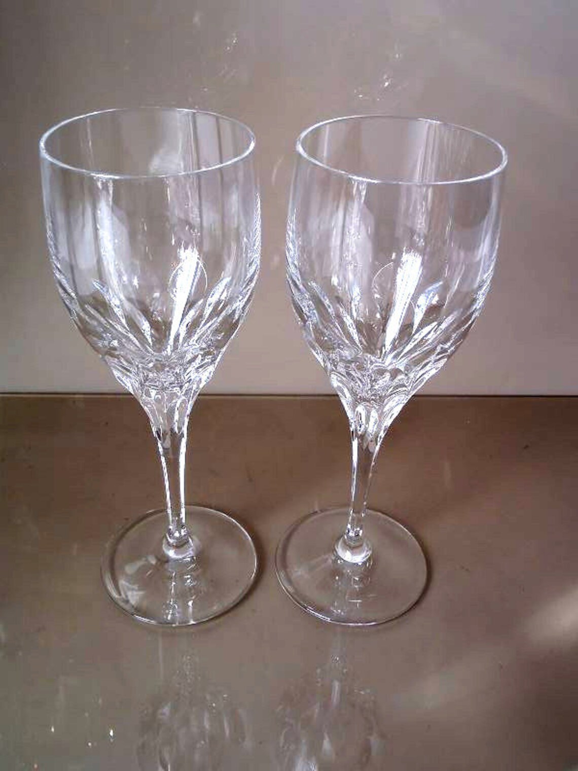 Vintage lead crystal wine glasses mid century stem wine glass Etsy