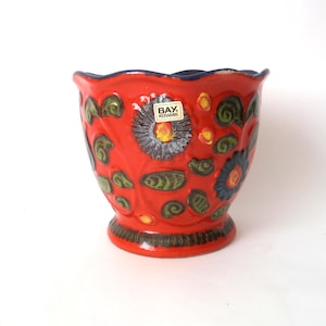 Vintage ceramic planter, indoor plant pot, flower pot, wgp mid century boho bay ceramic planter, home decor, fat lava indoor gardening