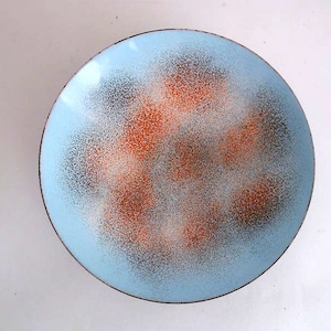 Vintage large enamel plate, enamel bowl , business card dish,  jewelry dish, GDR enamel, mid century modern enamel trinket tray, mcm tray