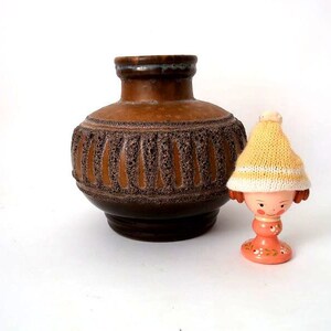 Vintage ceramic vase, Strehla GDR East Germany fat lava vase 1960s, collectible pottery ceramic vase, mid century fat lava, mcm vase