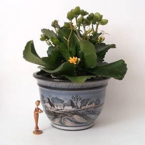 Vintage studio ceramic planter, indoor plant pot, boho flower pot, German pottery, mid century planter, nordic home decor, indoor gardening
