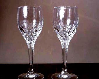 Vintage lead crystal short glasses, mid century lead crystal shot glasses, set of 2 Nachtmann stemmed snap glass, mcm German shot glass glas