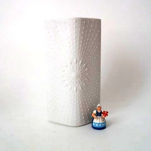 Vintage white bisque porcelain vase, mid century op art vase, bisque matt white vase, mcm vase,   WGP 60s 70s
