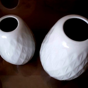 Set of two vintage white glazed vases, Edelstein Bavaria West Germany, mid century vases, vintage white glazed porcelain vase, 70s 60s wgp