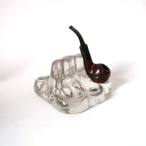 Vintage crystal glass pipe rest, mid century modern glass pipe rest, fivefold pipe stand, 80s vintage pipe rest, mcm pipe
