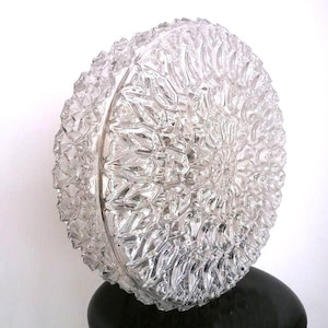 Glashütte Limburg 70s Bubble Ceiling Lamp, Structured Glass Flush Mount
