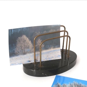 Antique vintage letter rack with marble stand, 20s or 30s letter holder, Art Deco letter stand, retro stationary item