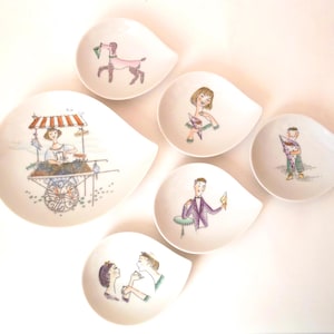 Vintage porcelain Chocolates set made by Fürstenberg porcelain West Germany 50s, collectible pottery, mid century Chocolates bowl set