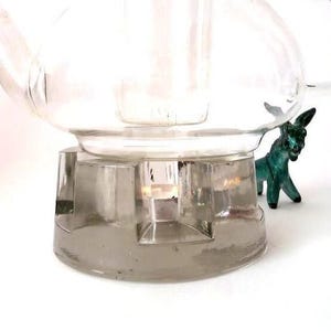 Smoked glass tea pot warmer, glass plate warmer, Wmf tea warmer, food warmer, coffee pot warmer, vintage rechaud glass warmer, candle holder