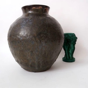 XL vintage ceramic vase Heristal clay ceramic vase, fat lava mid century vase west german pottery, studio art wgp, mcm ceramic vase 60s