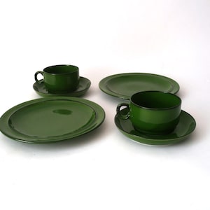 Vintage 70s breakfast sets, green, Thomas  West Germany, 1970s dish, German vintage 70s dish, mid century dish design by Hertha Bengtson