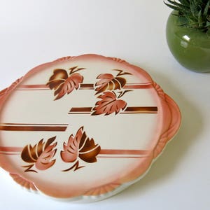 1930s art deco cake stand - plate - centerpiece - Germany - ceramic trivet stand - aerography - Spritzdekor - R0197