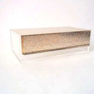 Vintage BMF napkin acrylic box, 70s acrylic napkin holder napkin stand, mid century jewelry box, bits and pieces box, trinket box, 70s box