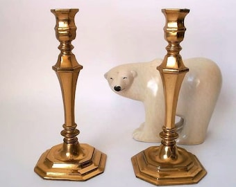 Vintage brass candle holder set, mid century brass candle holder, boho brass candle stick holder set of 2, hollywood regency candle holders